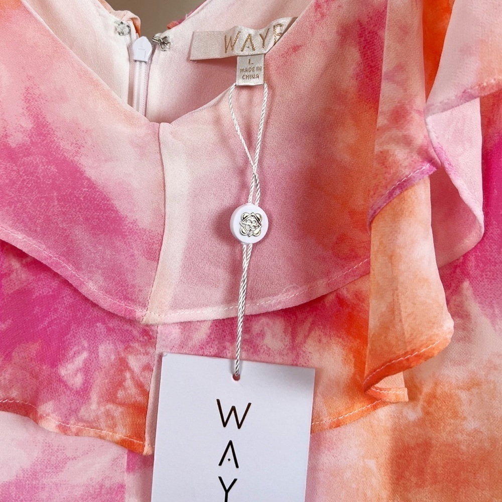 NWT Wayf Chelsea Tiered Ruffle Maxi Dress in Passion Tie Dye - Picture 3 of 5